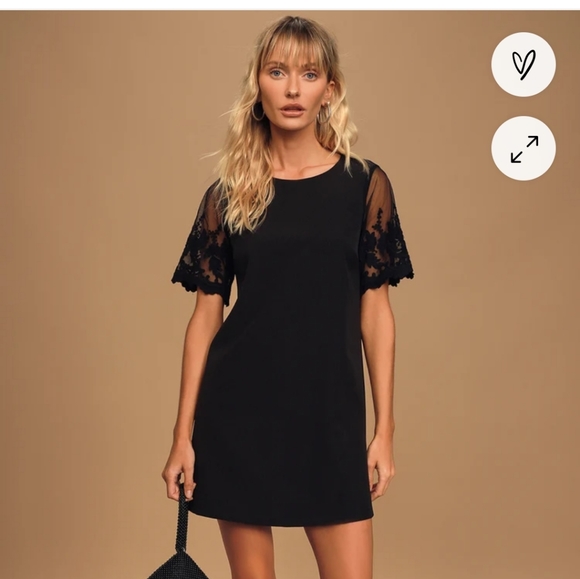 Dance a Little Black Embroidered Short Sleeve Shift Dress - Picture 1 of 6